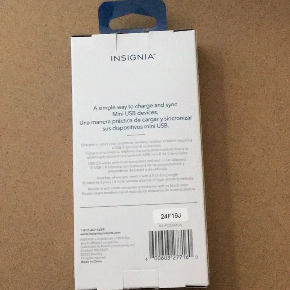 Insignia - USB 6’ Length Mini Cable Charger New in Box